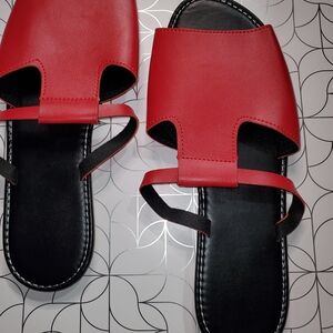 Red Women's Slide Sandals - Sleek Casual Comfort